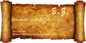 Becker Zalán névjegykártya