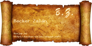 Becker Zalán névjegykártya